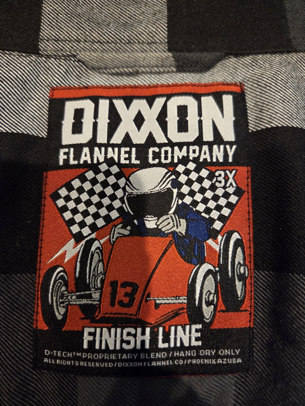 DIXXON Red Black and White Racing Graphic Flannel Shirt "Finish Line"